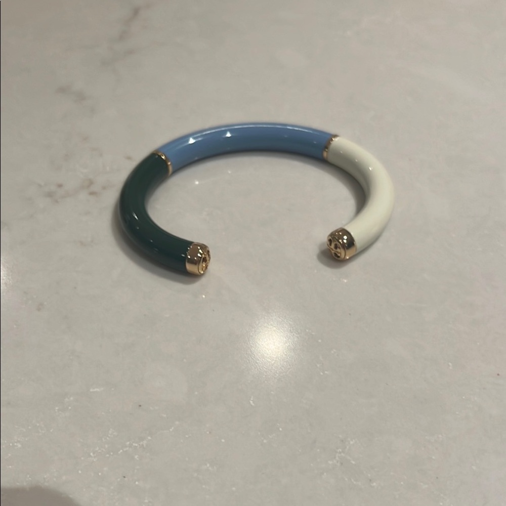 Tory Burch Green, Blue, White, and Gold Cuff Bracelet